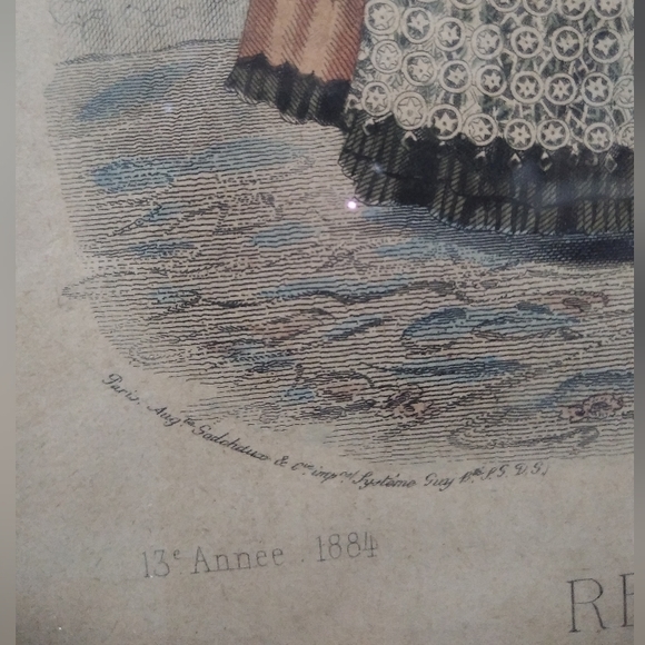 Antique 1800's  French Fashion REVUE DE LA MODE signed & numbered framed set - Picture 15 of 16